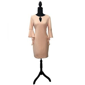 Ivanka Trump Light Pink Above Knee Open Front Dress with High-Low 3/4 Sleeves.
